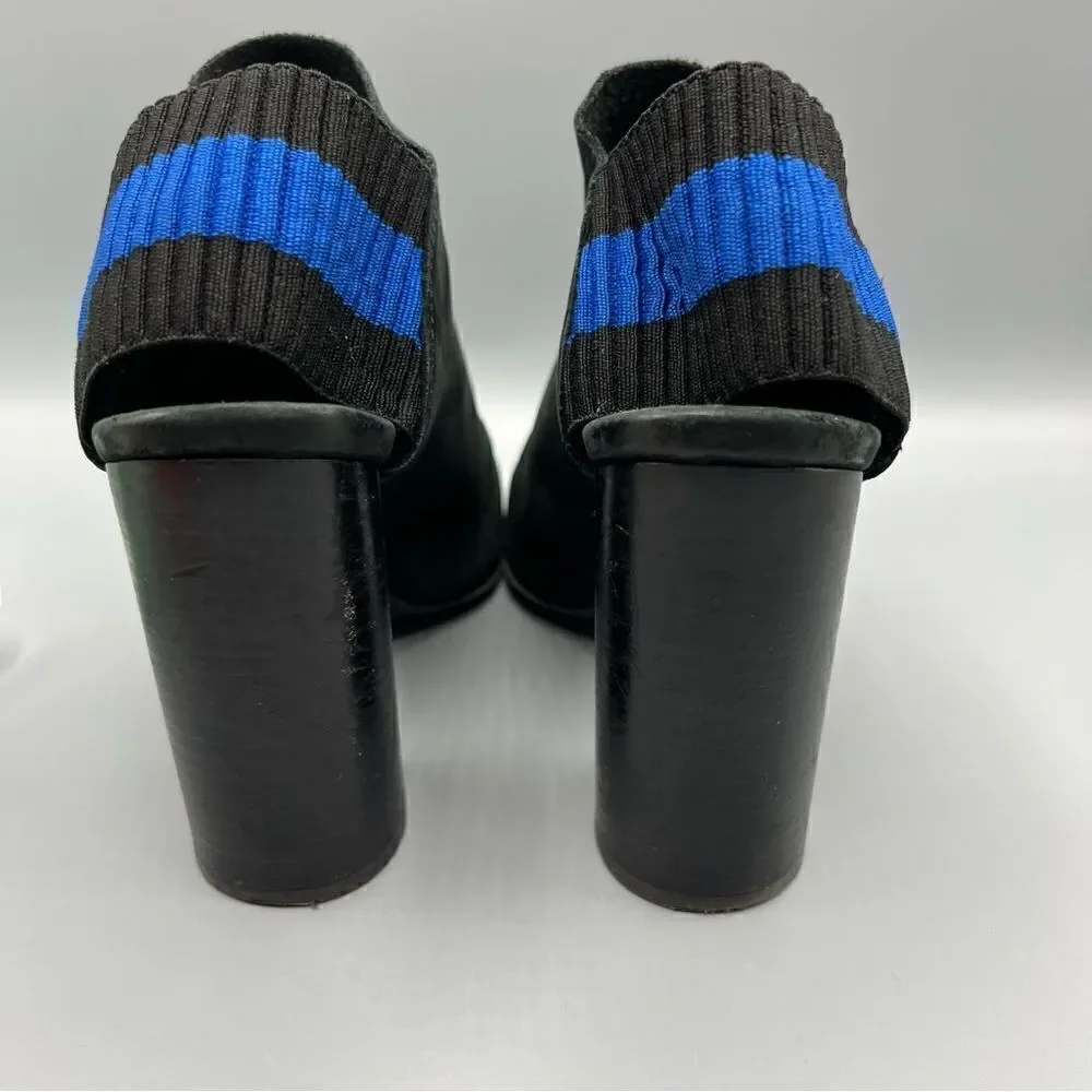 3.1 Phillip Lim Drum Slingback Booties Black Leather Stripe Block Heel Women’s